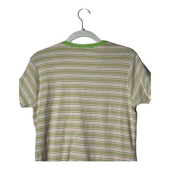 1942. VINTAGE BASIC EDITION SHORT SLEEVE T-SHIRT SIZE MEDIUM STRIPES GREEN/WHITE - Picture 6 of 7